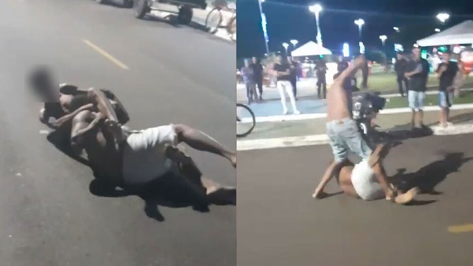 Briga de rua entre dois homens embriagados atraí espectadores em Sonora