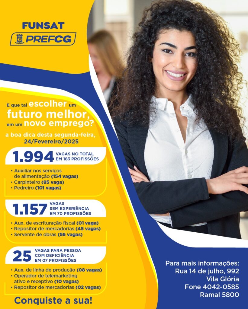 Está em busca de uma oportunidade? Funsat oferece 1.994 vagas de emprego